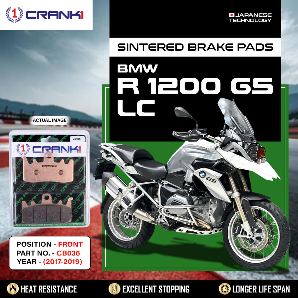 CRANK1 CB036 Sintered Front Brake Pads for BMW R 1200 GS LC 2017-2019, BMW R1250 GS, Ducati Monster, Aprilia RS660 and Triumph Tiger Explorer 1200