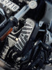 Legundary Vector radiator grill aluminium installed on Hero Mavrick 440 front