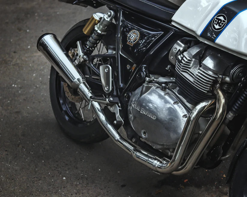 SS Motocorp 2x1 Full System Exhaust Fat Can for Royal Enfield Interceptor 650 Continental GT 650 with Y Joint