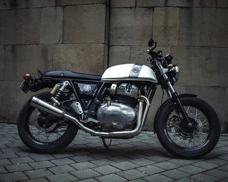 SS Motocorp 2x1 Full System Exhaust Fat Can for Royal Enfield Interceptor 650 Continental GT 650 with Y Joint