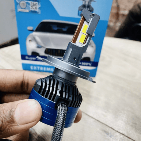 LIU HJG ORIGINAL 2024 LED Vehicle Headlight Bulb (150 WATTS) 1 Pc LED Headlight Bulb H4 150W For All Cars Motorcycles (Low and High Beam Bulbs (White) AC/DC 150Watt) - Type H4