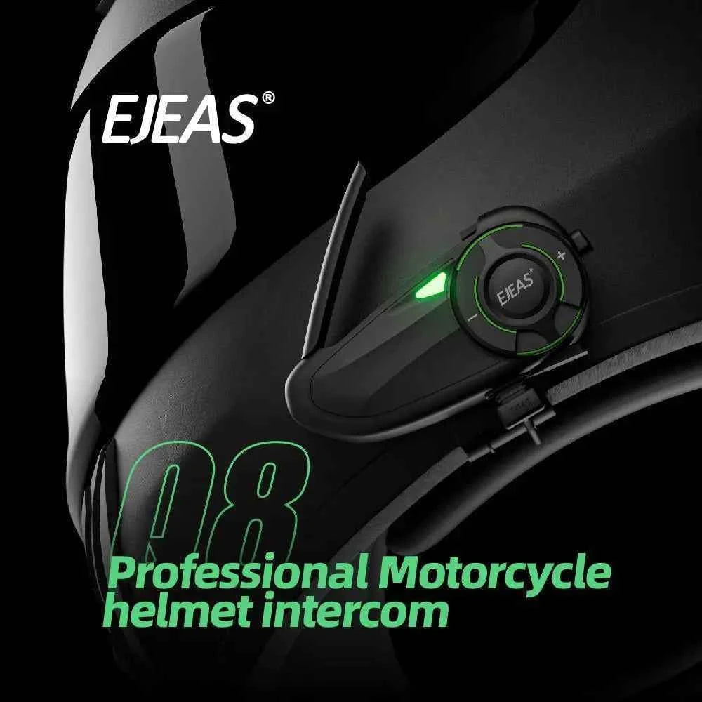 EJEAS Q8 5G Mesh Bluetooth helmet intercom with Mesh 3.0 for 6 riders DSP noise cancellation IP67 waterproof motorcycle communication system