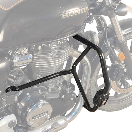 Auto Engina Crash Guard and Leg Guard for Honda H'ness CB 350 with 27mm and 22mm Mild Steel Tubes and Built-In Polyamide Sliders in Gloss Black