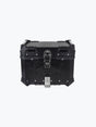 Legundary Custom Fort Knox 45L aluminium motorcycle top case with backrest pad black and silver touring storage box