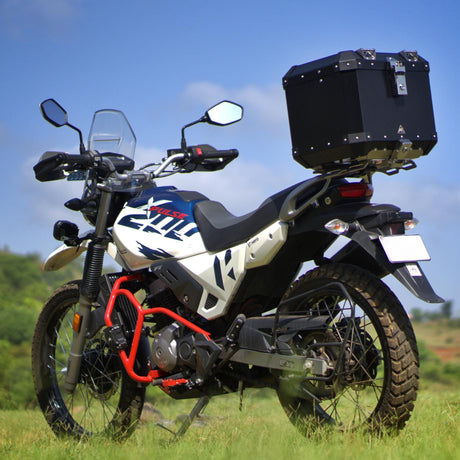 Auto Engina 42L black aluminium top box with inner bag and backrest for Hero Xpulse 200