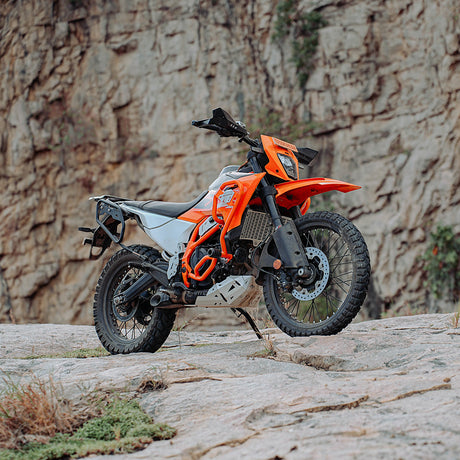 Legundary Custom KTM 390 Enduro R Defender Crash Guard Orange mild steel engine protection crash bar