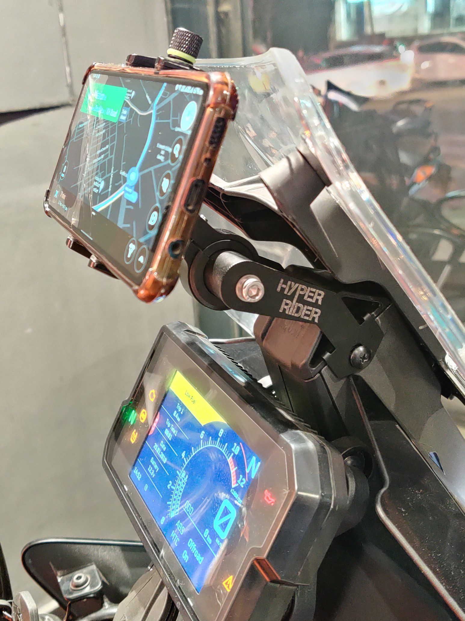 Hyperrider GPS Mount for KTM Adventure 250 and 390 Aluminium Navigation Bracket Above TFT Display
