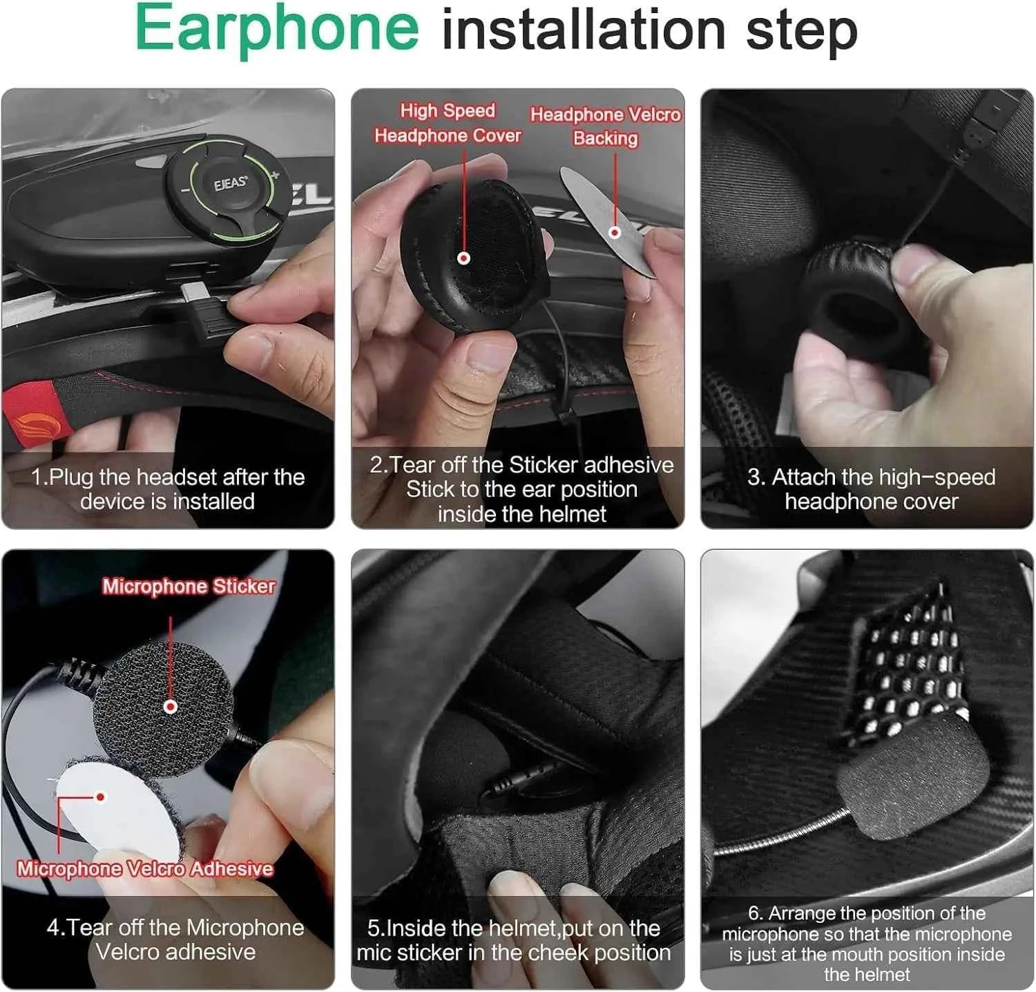 EJEAS Q8 5G Mesh Bluetooth helmet intercom with Mesh 3.0 for 6 riders DSP noise cancellation IP67 waterproof motorcycle communication system