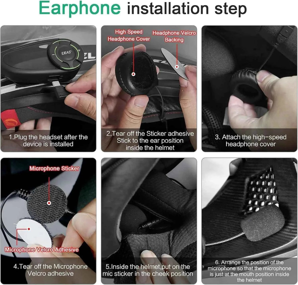 EJEAS Q8 5G Mesh Bluetooth helmet intercom with Mesh 3.0 for 6 riders DSP noise cancellation IP67 waterproof motorcycle communication system