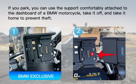 LBC Moto BM300 BMW wireless navigation system with Apple CarPlay Android Auto compatible OEM nav cradle motorcycle display