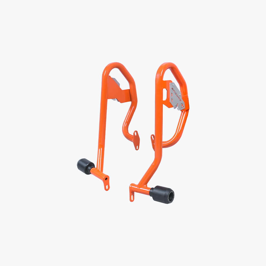 Legundary Custom KTM 390 Enduro R Defender Crash Guard Orange mild steel engine protection crash bar