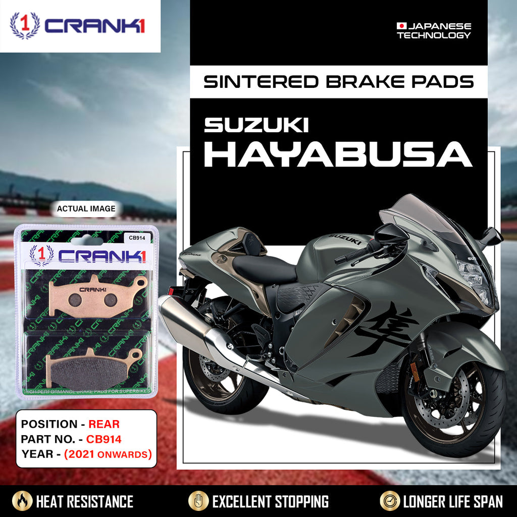 CRANK1 CB914 Sintered Rear Brake Pads for Suzuki Hayabusa 2021 Onwards GSX-R1000 and V-Strom 1000