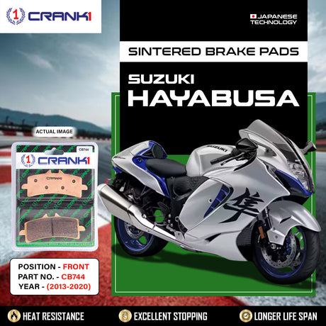 CRANK1 CB744 Sintered Front Brake Pads for Suzuki Hayabusa 2013-2020 and compatible motorcycles