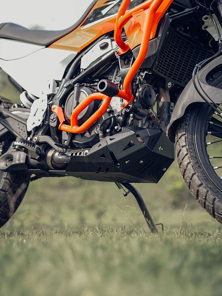 Legundary Custom KTM ADV 390 2025 vambrace bash plate black aluminium engine sump guard skid plate