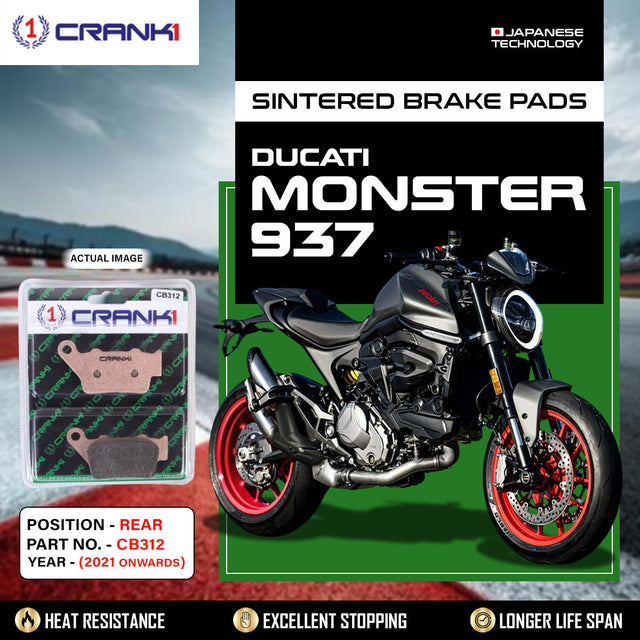 CRANK1 CB312 Sintered Rear Brake Pads for Ducati Monster 937 2021 Onwards motorcycle