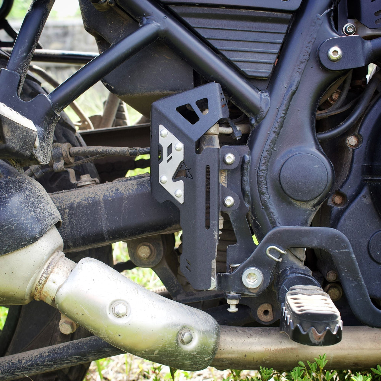 Auto Engina Master Cylinder Guard V2.0 for Royal Enfield Himalayan 411 | Black-Silver Dual-Tone Protection