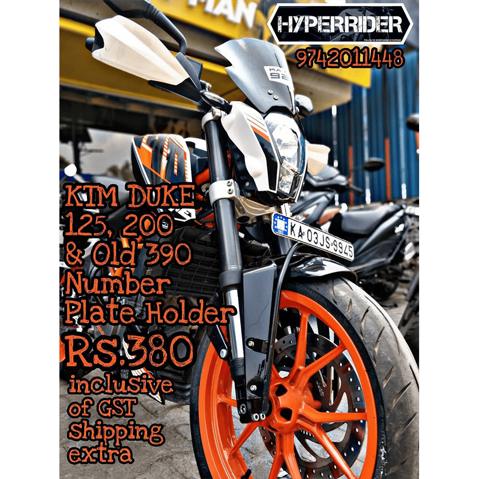 Hyperrider Front Number Plate Holder for KTM Duke 125 Front Fender Mount Bracket