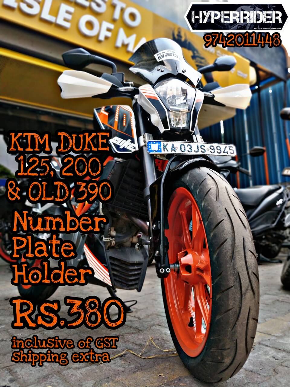 Hyperrider Front Number Plate Holder for KTM Duke 125 Front Fender Mount Bracket