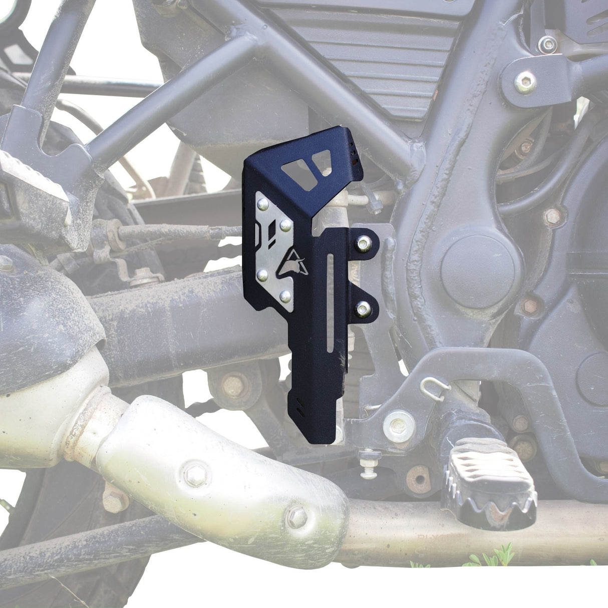 Auto Engina Master Cylinder Guard V2.0 for Royal Enfield Himalayan 411 | Black-Silver Dual-Tone Protection