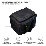 Auto Engina 42L Aluminium Top Box for Honda H'ness CB 350 with Quick Release Base Plate, Inner Bag and Backrest in Black