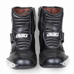 BBG RidePro black leather motorcycle riding boots with TPU protection