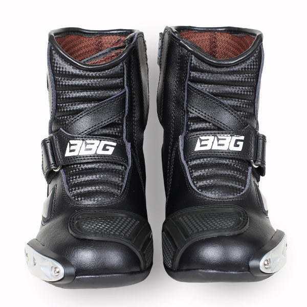 BBG RidePro black leather motorcycle riding boots with TPU protection