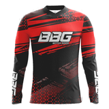 BBG motocross jersey for men in black neon orange and red for off road motorcycle riding