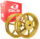 RCB Sport Rim 811 golden alloy wheel set for Yamaha Aerox 155 with bearings, part 01S0391G