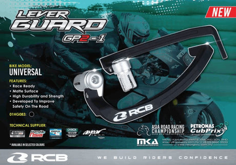 RCB GP2 V1 black motorcycle lever guard set 01H0083B