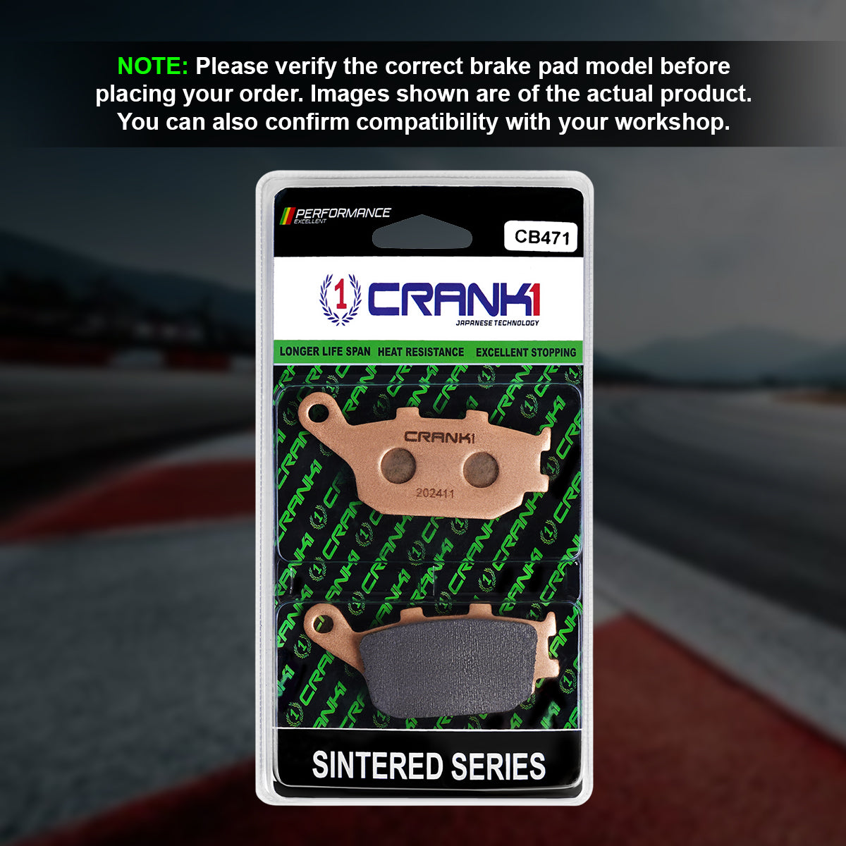 CRANK1 CB471 Sintered Rear Brake Pads for Kawasaki Versys 1000 2019 Onwards Motorcycle Brake Pads