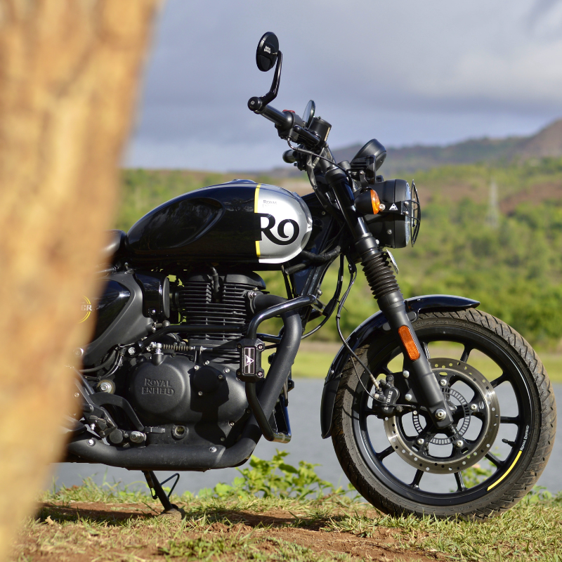 Auto Engina Crash Leg Guard for Royal Enfield Hunter 350 27mm 22mm Mild Steel Gloss Black with Sliders