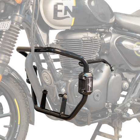 Auto Engina Crash Leg Guard for Royal Enfield Hunter 350 27mm 22mm Mild Steel Gloss Black with Sliders