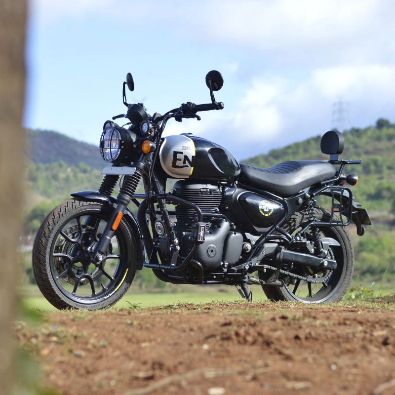 Auto Engina Crash Leg Guard for Royal Enfield Hunter 350 27mm 22mm Mild Steel Gloss Black with Sliders