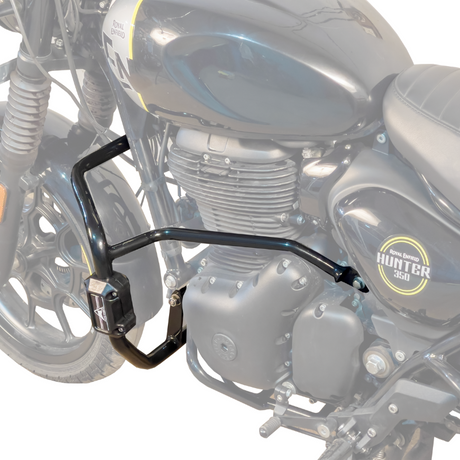 Auto Engina Crash Leg Guard for Royal Enfield Hunter 350 27mm 22mm Mild Steel Gloss Black with Sliders