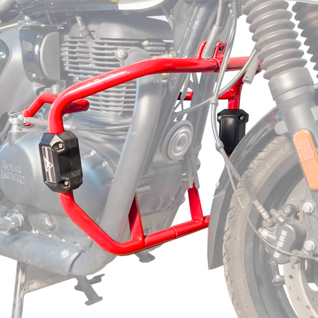 Auto Engina Crash Leg Guard for Royal Enfield Hunter 350 27mm 22mm Mild Steel Gloss Black with Sliders