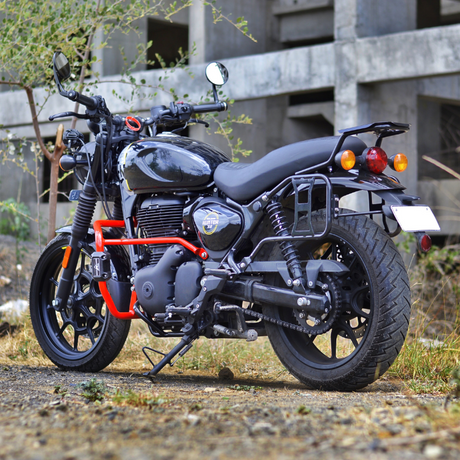 Auto Engina Crash Leg Guard for Royal Enfield Hunter 350 27mm 22mm Mild Steel Gloss Black with Sliders