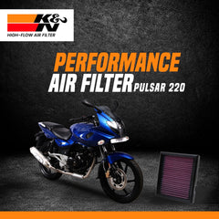 K&N high performance air filter installed on Bajaj Pulsar 150 engine
