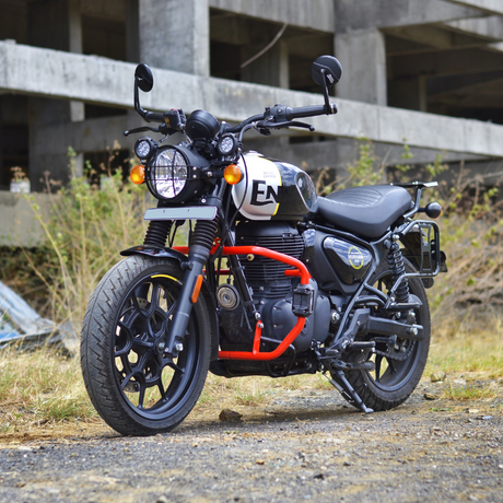 Auto Engina Crash Leg Guard for Royal Enfield Hunter 350 27mm 22mm Mild Steel Gloss Black with Sliders