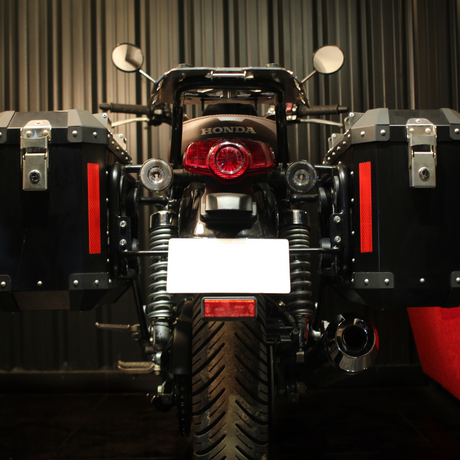 Auto Engina 72L Aluminium Panniers for Honda H'ness CB 350 with 36L Each Side, SS304 Attachments and Combination Locks in Black