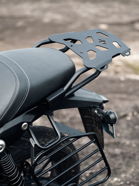 Legundary Custom Gopher luggage carrier black & silver installed on Hero Mavrick 440 rear