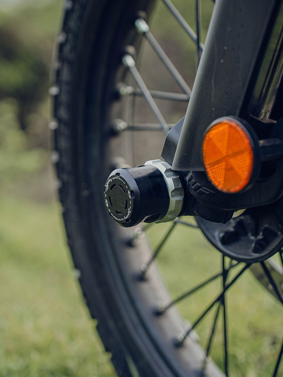 Legundary Custom KTM ADV 390 2025 rotex front wheel slider aluminium black silver axle fork protector