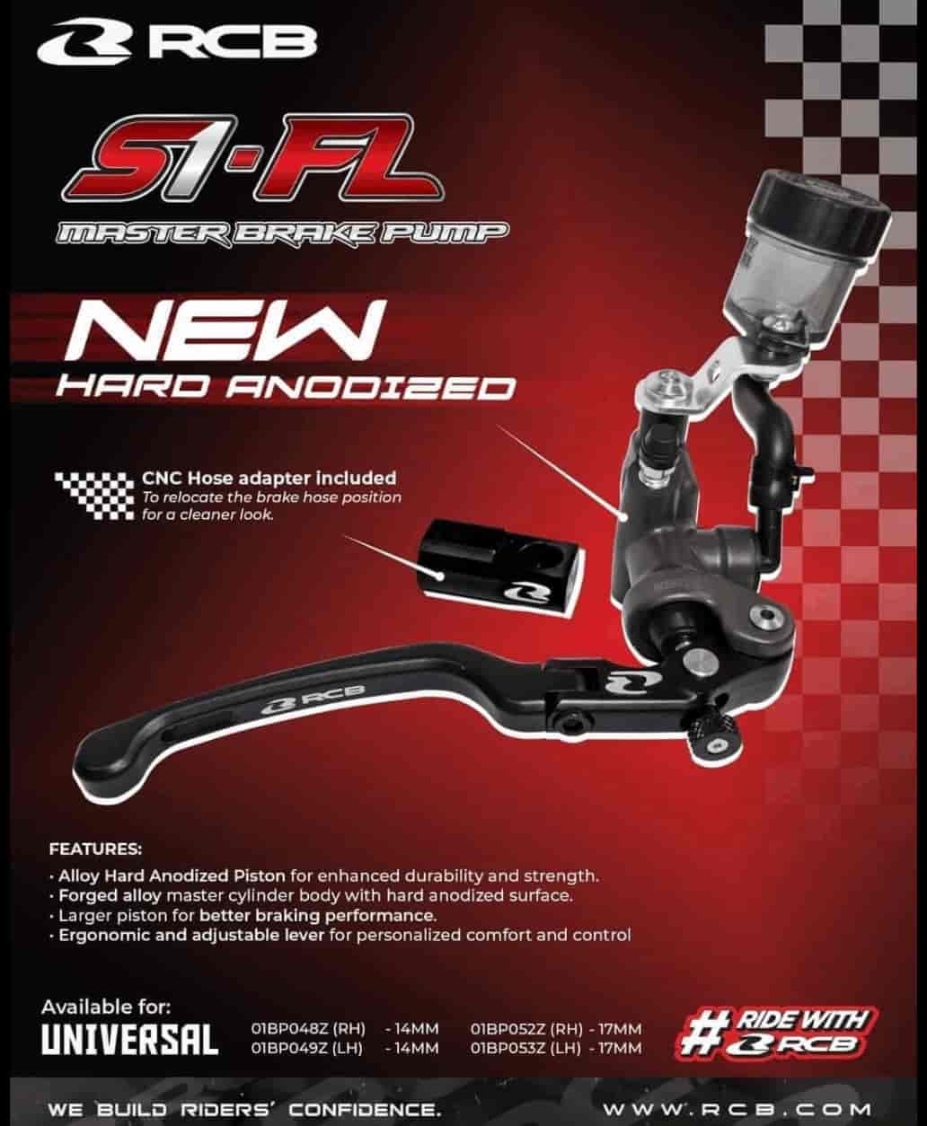 RCB S1-FL 17mm RH forged radial master brake pump black 01BP052Z