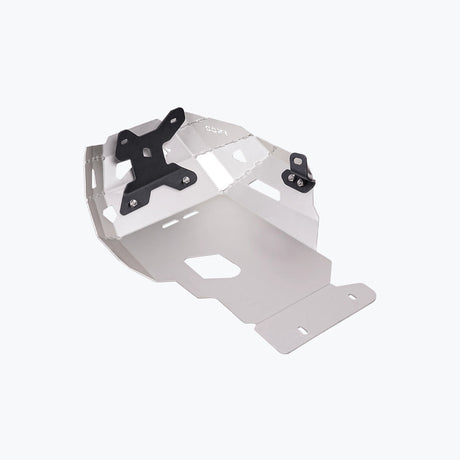 Legundary Custom BMW F900GS vambrace bash plate aluminium silver engine sump guard skid plate