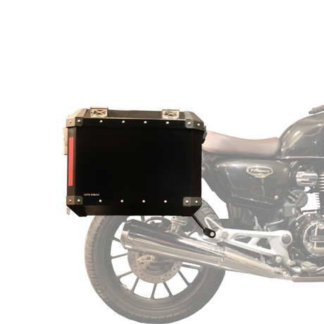 Auto Engina 72L Aluminium Panniers for Honda H'ness CB 350 with 36L Each Side, SS304 Attachments and Combination Locks in Black