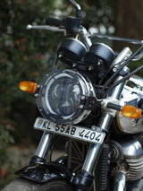 Legendary Custom Interceptor 650 oculus headlight shield black mild steel guard