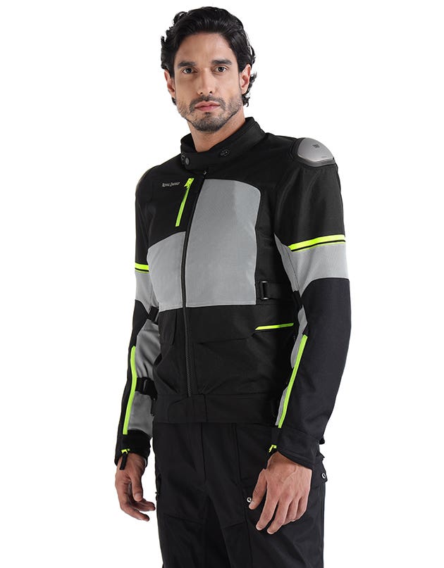 Royal Enfield Crossroader V2 Grey Neon Class A riding jacket