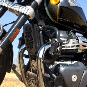 Auto Engina Crash Guard with Built-In Polyamide Slider for Royal Enfield Super Meteor 650 Gloss Black 27mm Mild Steel