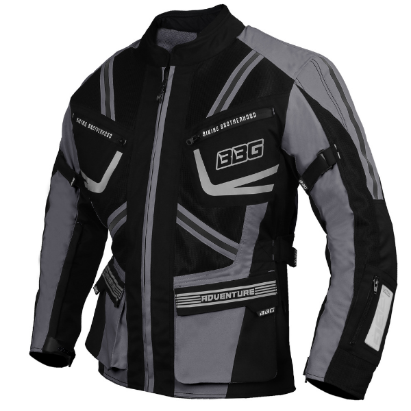 BBG Indiana Adventure motorcycle riding jacket with chest guard and CE Level 2 armour