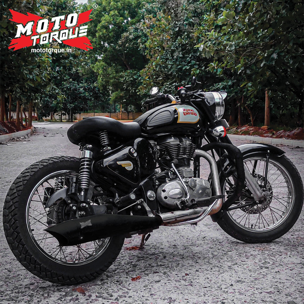 Moto Torque Shark Black Performance Exhaust for Royal Enfield UCE Models