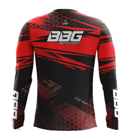 BBG motocross jersey for men in black neon orange and red for off road motorcycle riding
